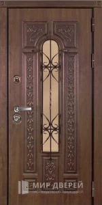Парадная дверь для загородного дома с решёткой №412 внешняя - фото